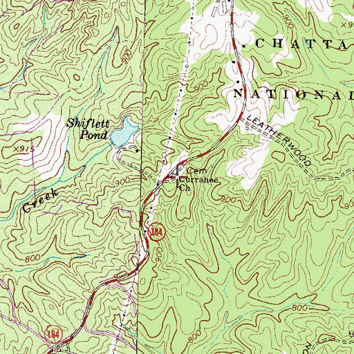 Topographic Map of Currahee Church, GA
