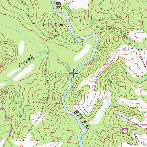 Topographic Map of Curry Creek, GA