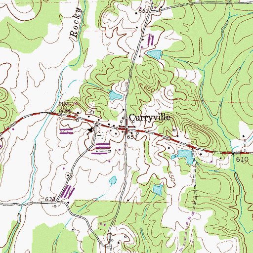 Topographic Map of Curryville, GA
