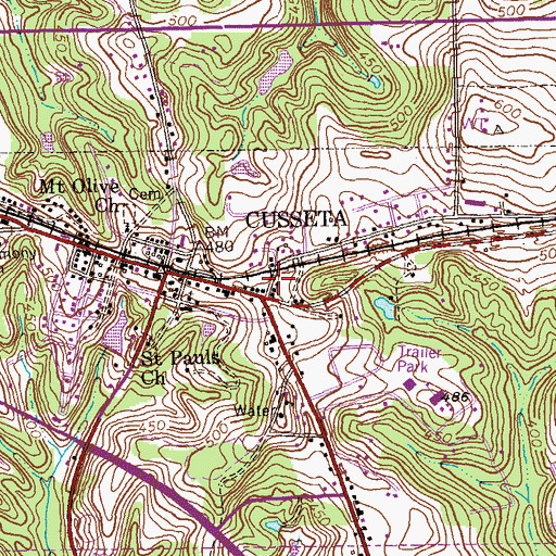 Topographic Map of Cusseta, GA