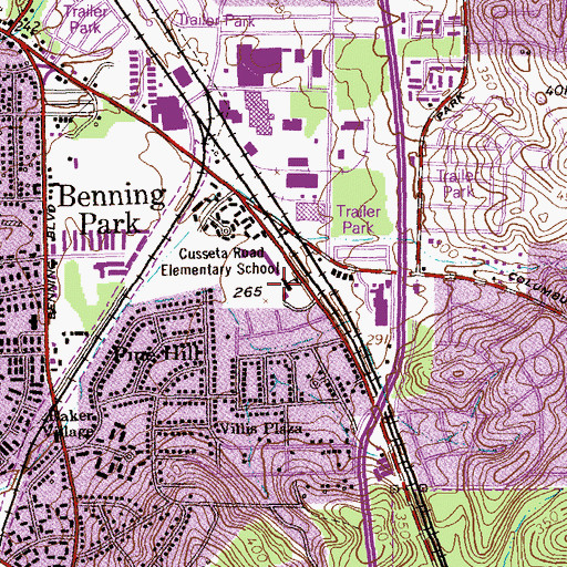 Topographic Map of Cusseta Road Elementary School, GA