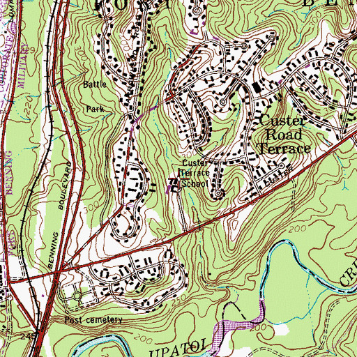 Topographic Map of Custer Terrace School, GA