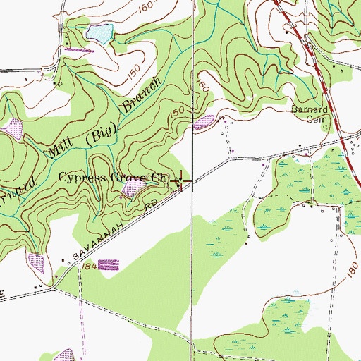 Topographic Map of Cypress Grove Church, GA