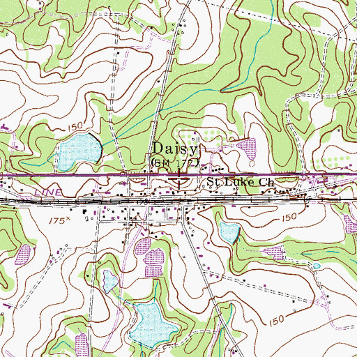 Topographic Map of Daisy, GA