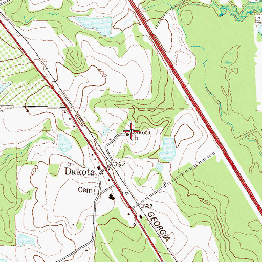 Topographic Map of Dakota Church, GA