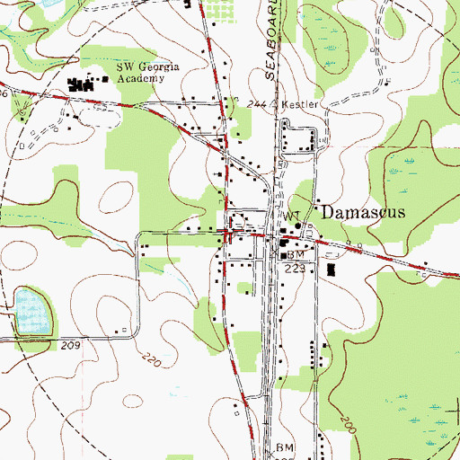 Topographic Map of Damascus, GA