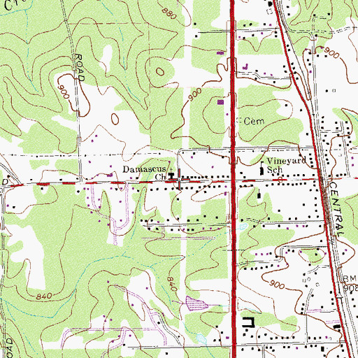 Topographic Map of Damascus Church, GA