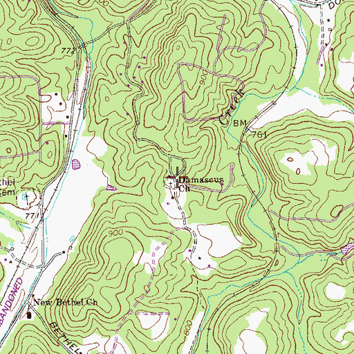 Topographic Map of Damascus Church, GA