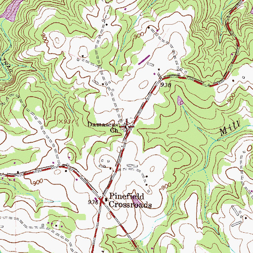 Topographic Map of Damascus Church, GA