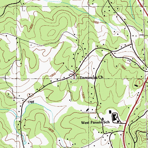 Topographic Map of Damascus Church, GA
