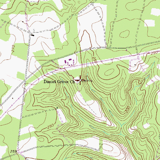 Topographic Map of Daniel Grove Church, GA