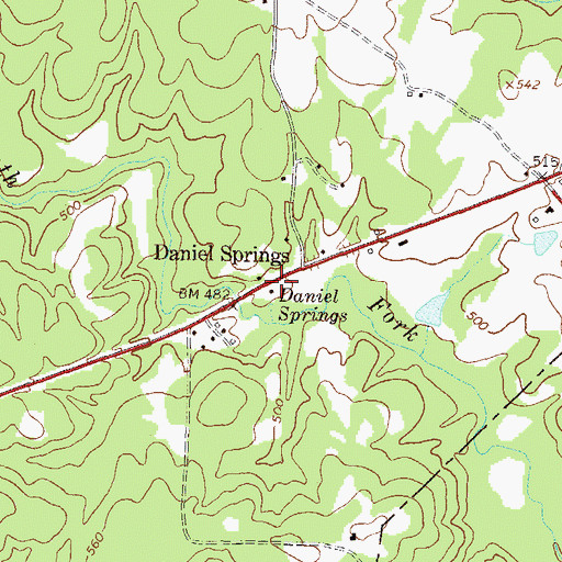 Topographic Map of Daniel Springs, GA