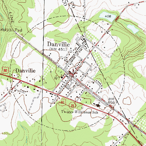 Topographic Map of Danville, GA