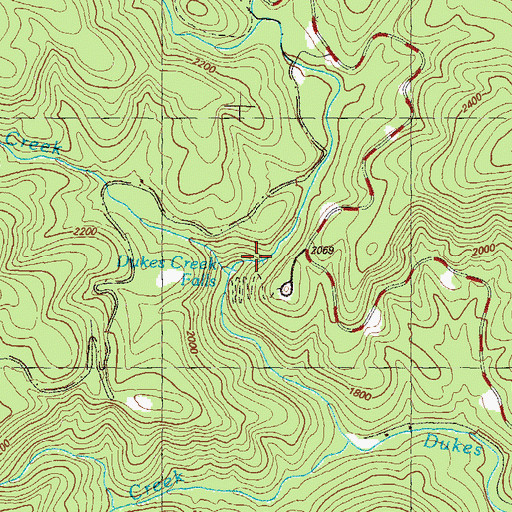 Topographic Map of Davis Creek, GA