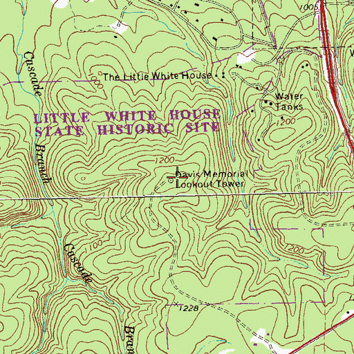Topographic Map of Davis Memorial Lookout Tower, GA