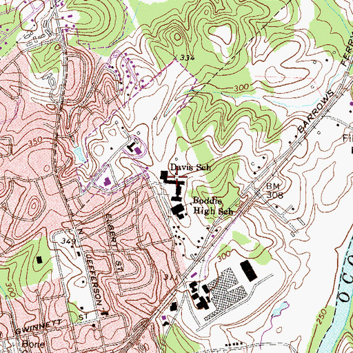 Topographic Map of Davis School, GA