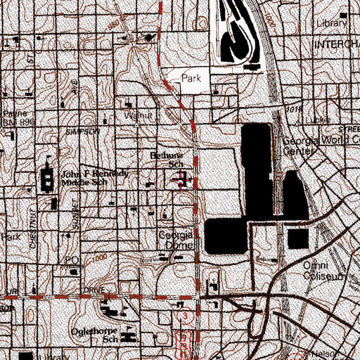 Topographic Map of Mary M Bethune Elementary School, GA
