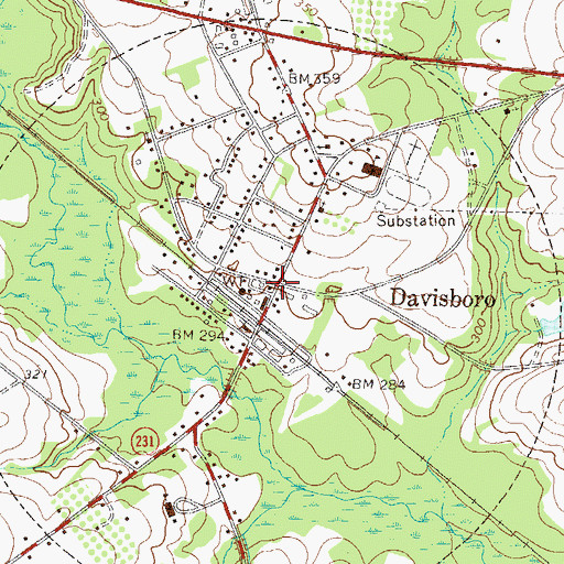 Topographic Map of Davisboro, GA