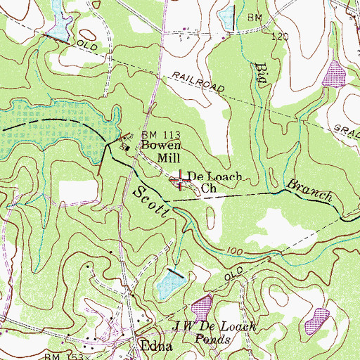 Topographic Map of De Loach Church, GA