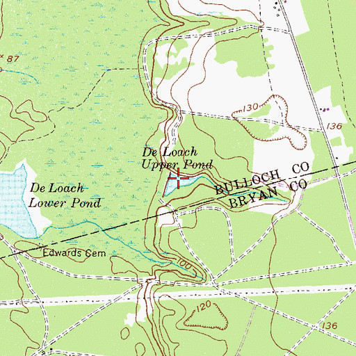 Topographic Map of De Loach Upper Pond, GA