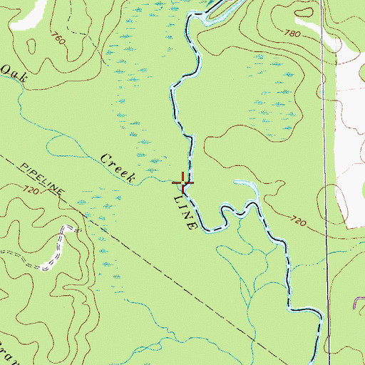 Topographic Map of Dead Oak Creek, GA