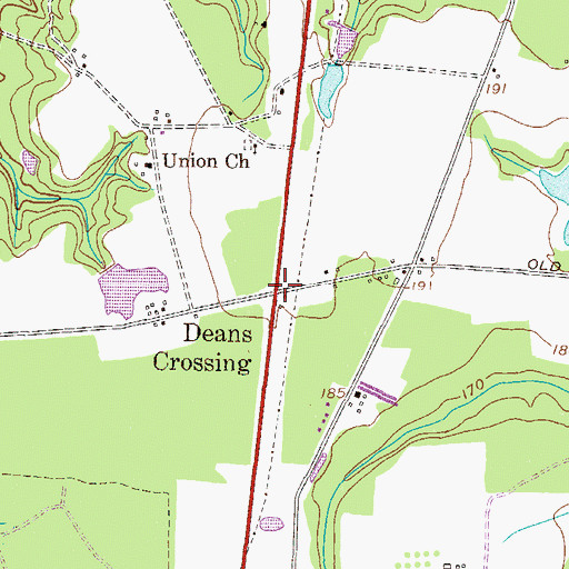 Topographic Map of Deans Crossing, GA