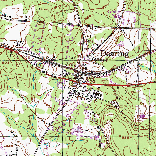 Topographic Map of Dearing, GA