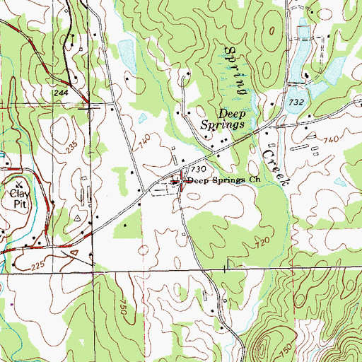 Topographic Map of Deep Springs Church, GA