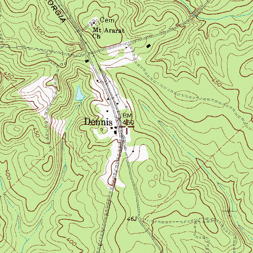 Topographic Map of Dennis, GA