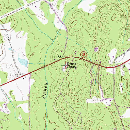 Topographic Map of Dent Chapel Methodist Church, GA