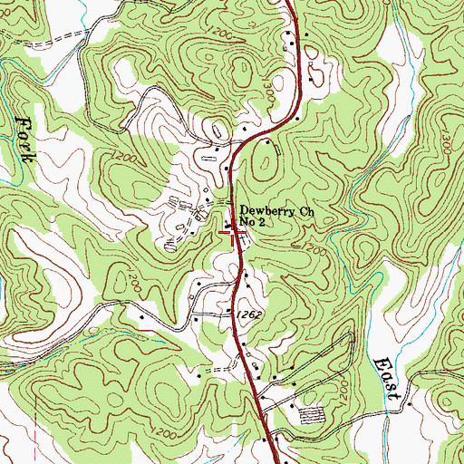 Topographic Map of Dewberry Church Number 2, GA