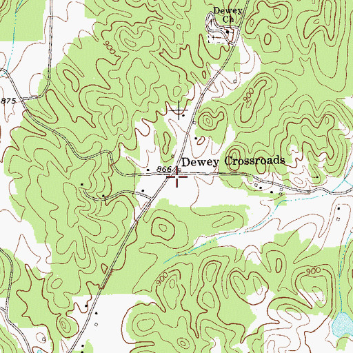 Topographic Map of Dewey Crossroads, GA