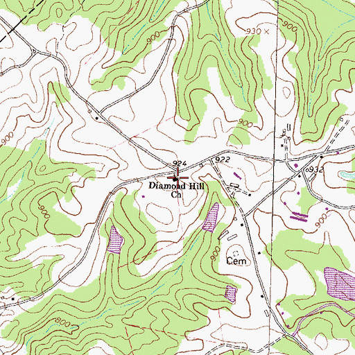 Topographic Map of Diamond Hill Church, GA