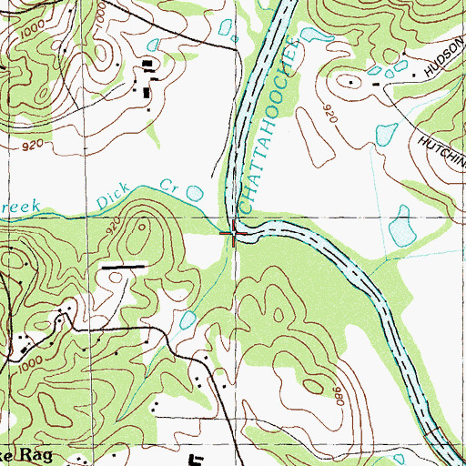 Topographic Map of Dick Creek, GA