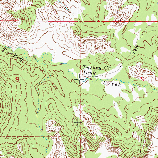 Topographic Map of Turkey Creek Tank, AZ