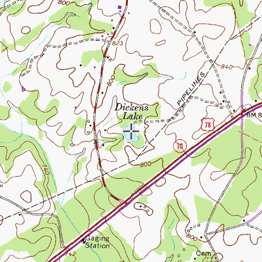 Topographic Map of Dickens Lake, GA