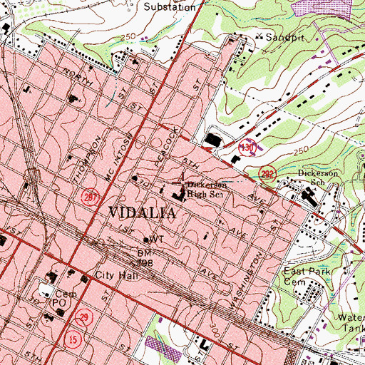 Topographic Map of Dickerson High School, GA