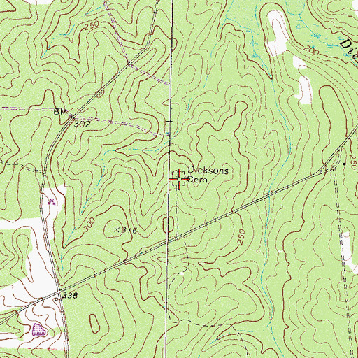Topographic Map of Dicksons Cemetery, GA
