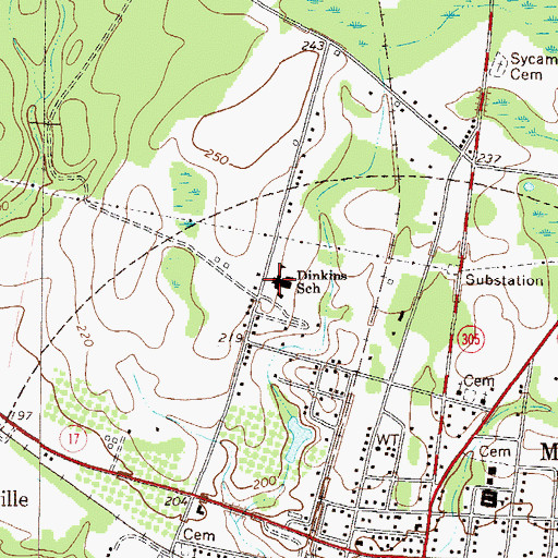 Topographic Map of Dinkins School, GA