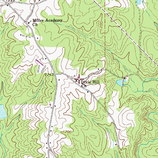 Topographic Map of Dixie Hill Church, GA