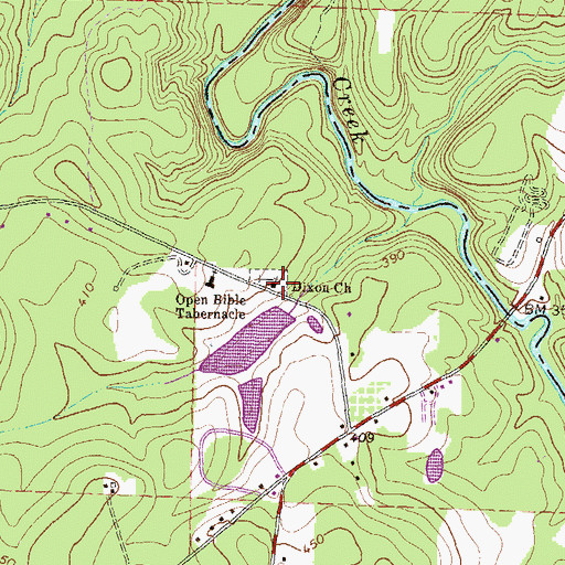 Topographic Map of Dixon Church, GA