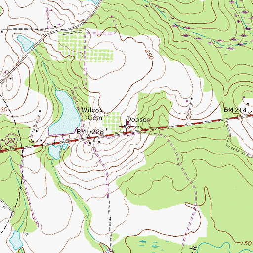 Topographic Map of Dopson Cemetery, GA