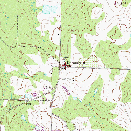 Topographic Map of Dorminy Mill Church, GA