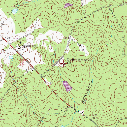 Topographic Map of Double Branches Church, GA