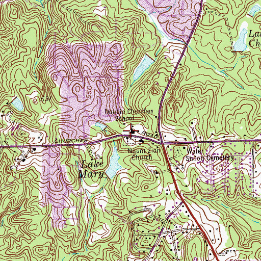 Topographic Map of Double Churches School, GA
