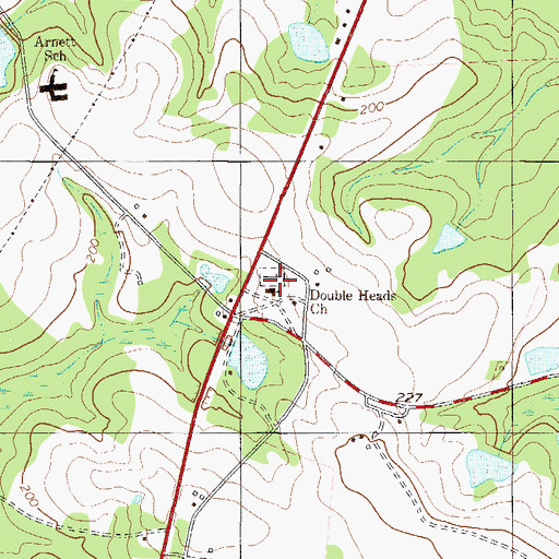 Topographic Map of Double Heads Church, GA