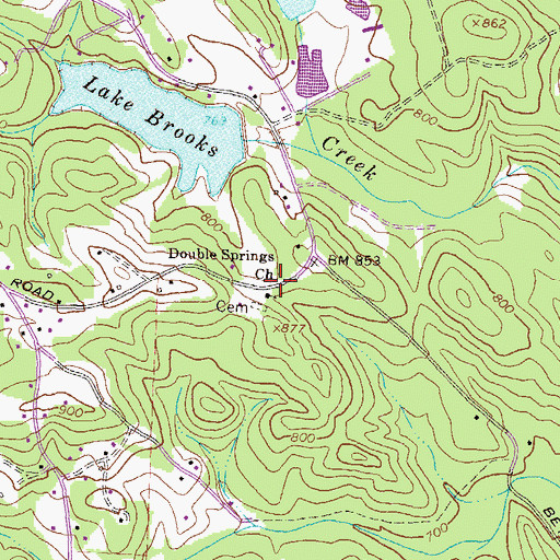 Topographic Map of Double Springs Church, GA