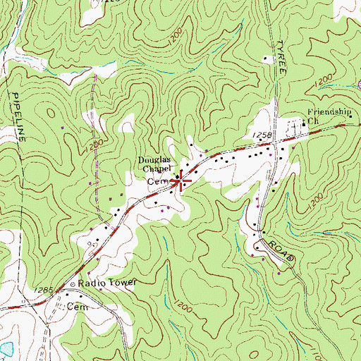 Topographic Map of Douglas Chapel, GA