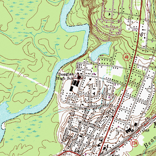 Topographic Map of Douglas High School, GA