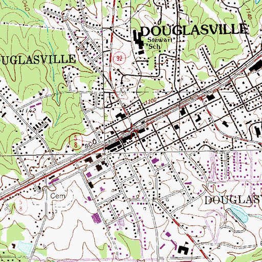 Topographic Map of Douglasville, GA